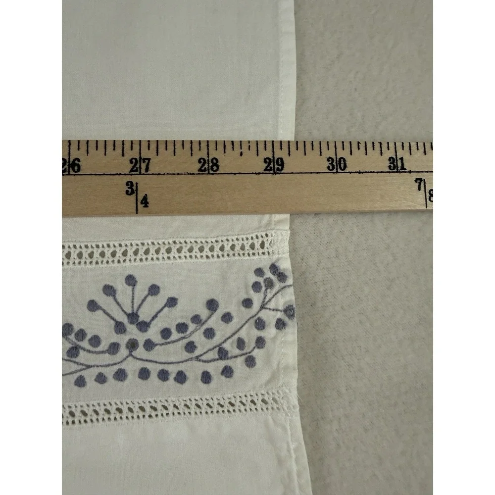 Cafe Curtain Set‎ Panels White Embroidered Lavender Cottage Shabby Farmhouse 4
